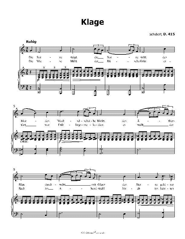 Klage (Lament), by Schubert, D.415