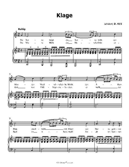 Klage (Lament), by Schubert, D.415
