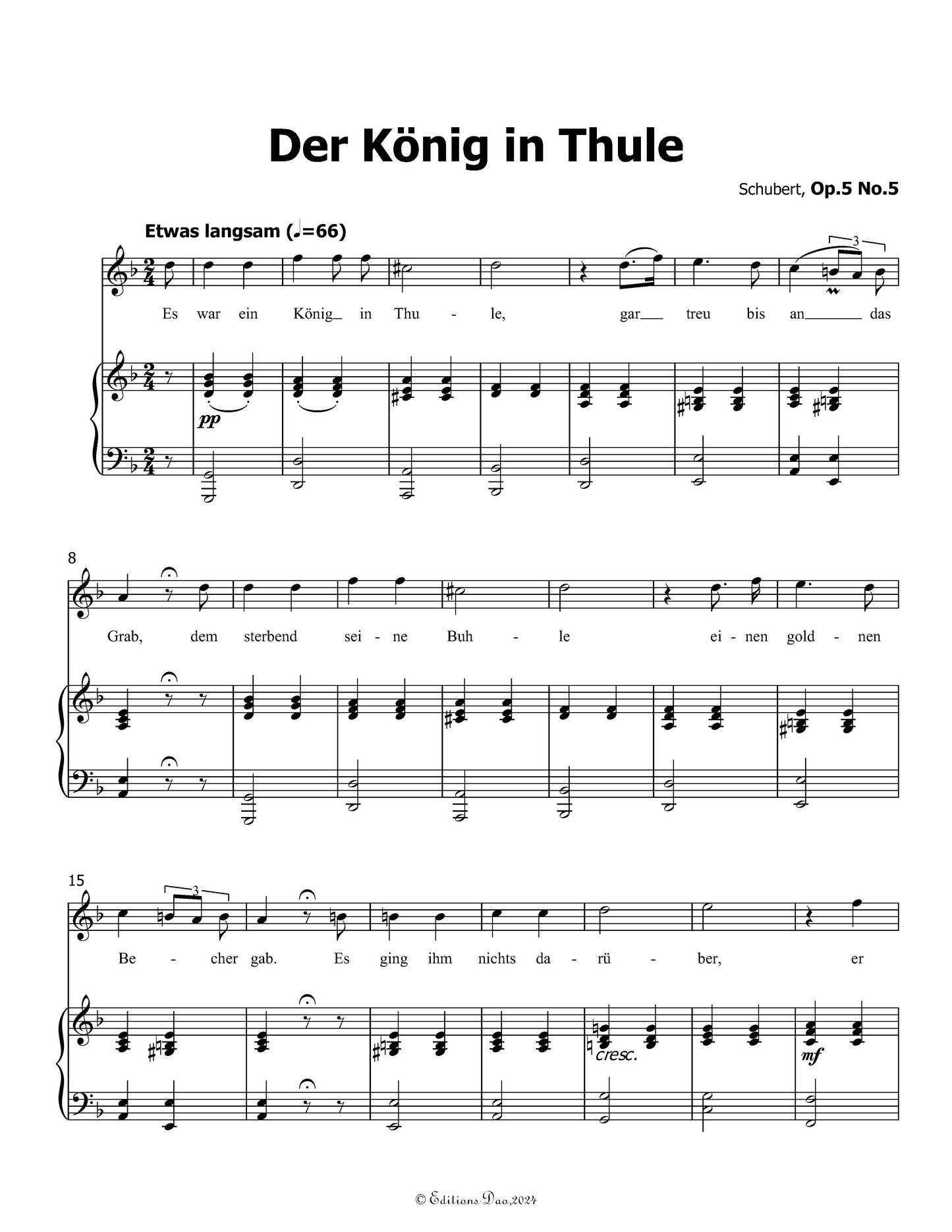 Der Konig in Thule, by Schubert