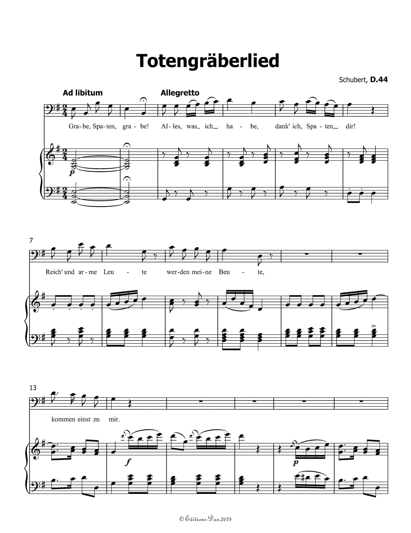 Totengraberlied, by Schubert