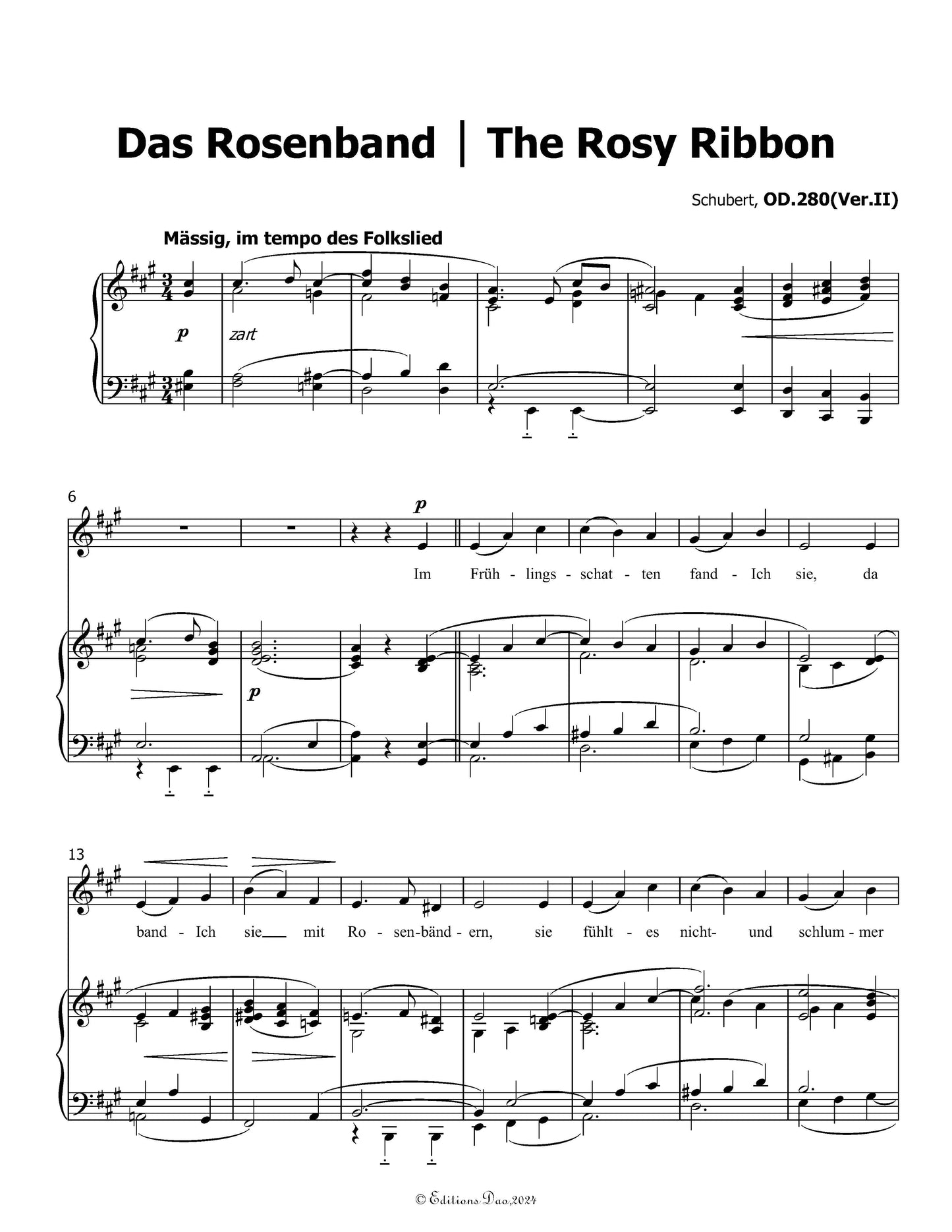 Das Rosenband, by Schubert