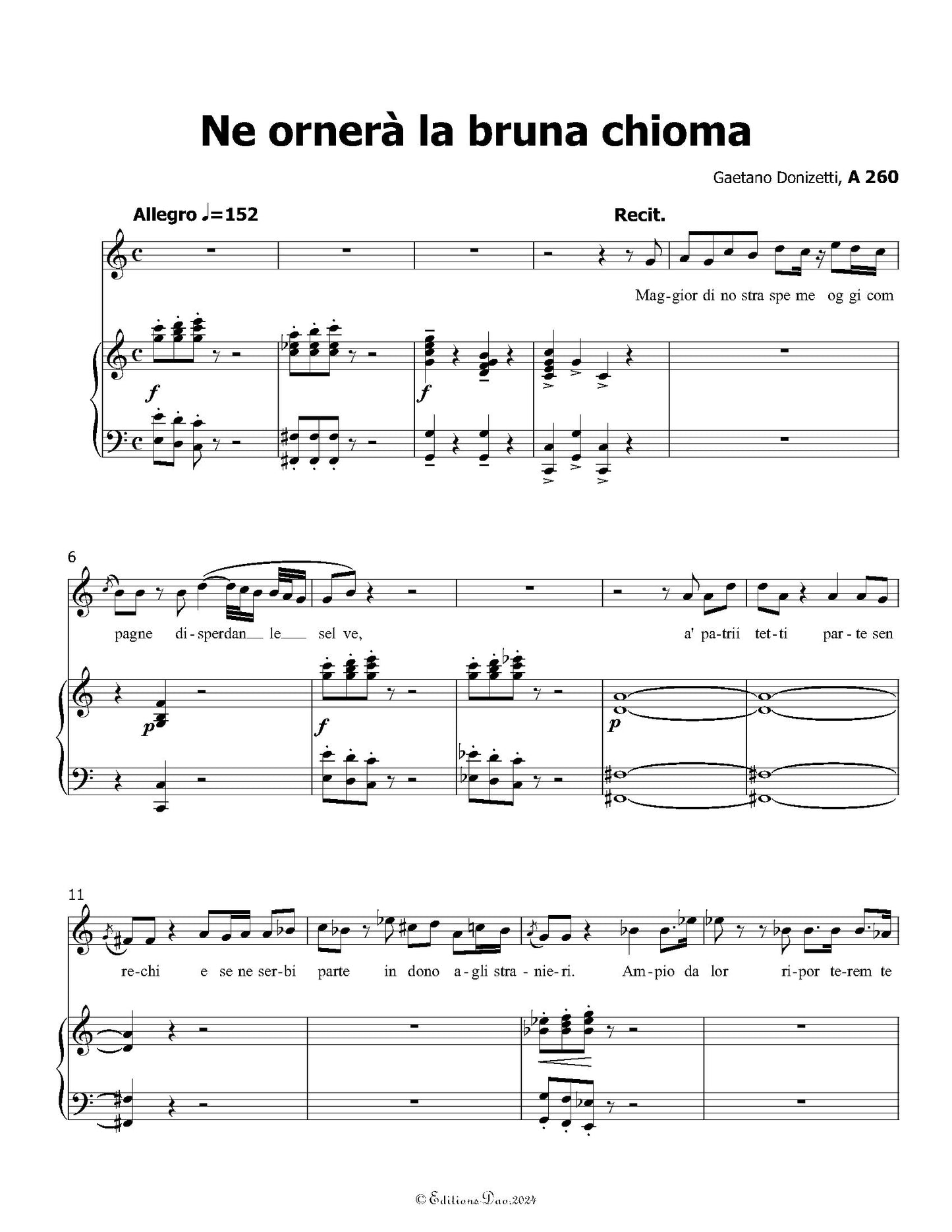 N'ornerà la bruna chioma, by Donizetti