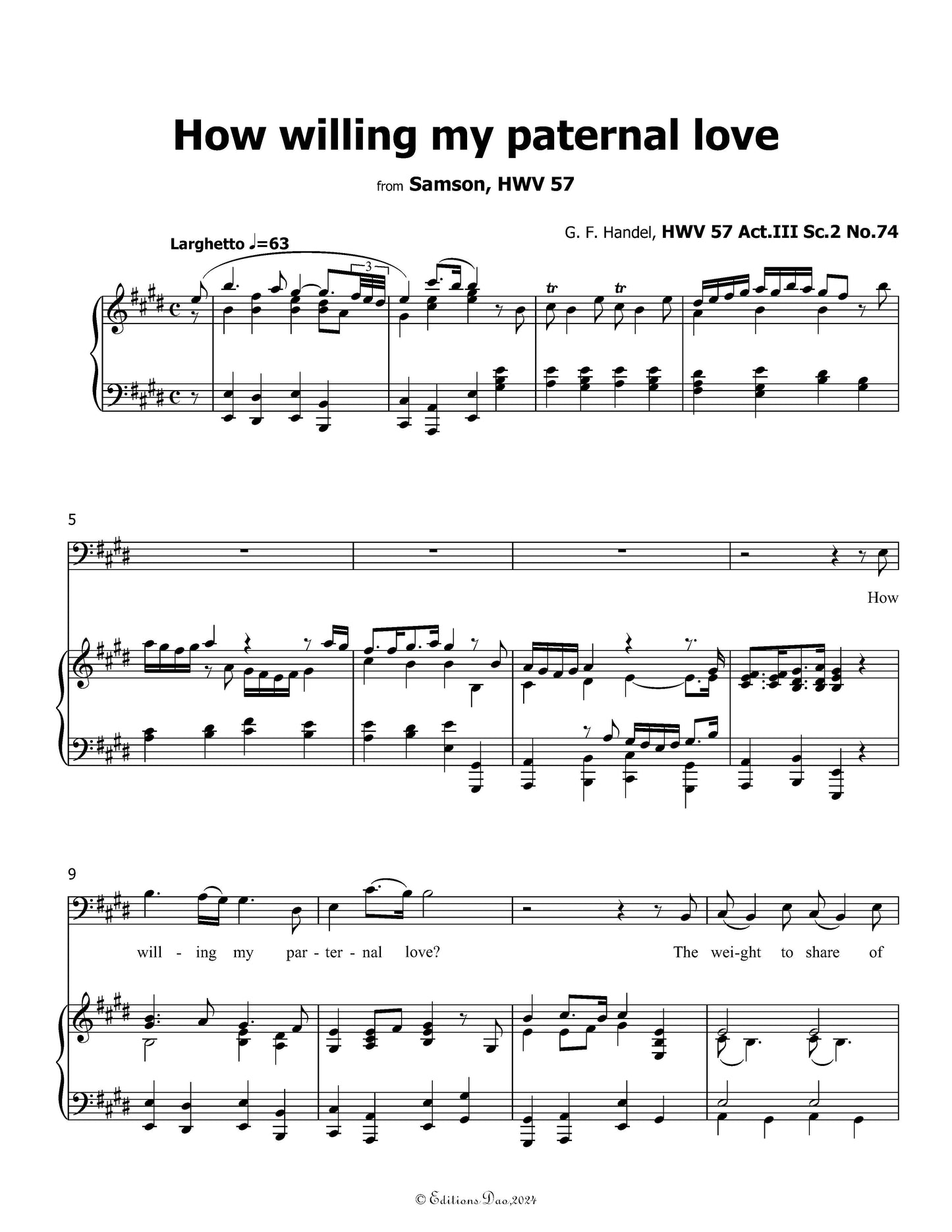 How willing my paternal love, by Handel