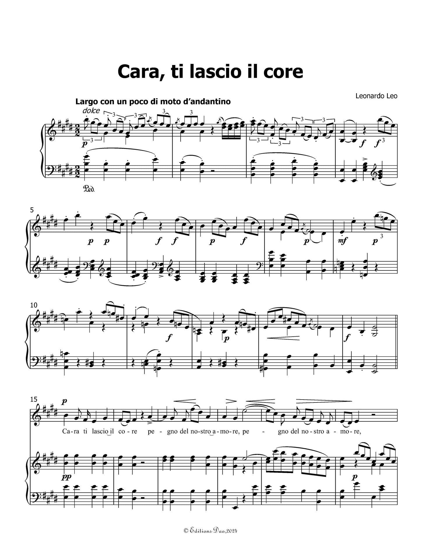Cara,ti lascio il core, by L. Leo