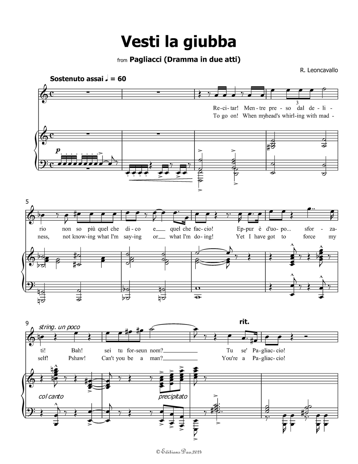 Vesti la giubba, by Leoncavallo