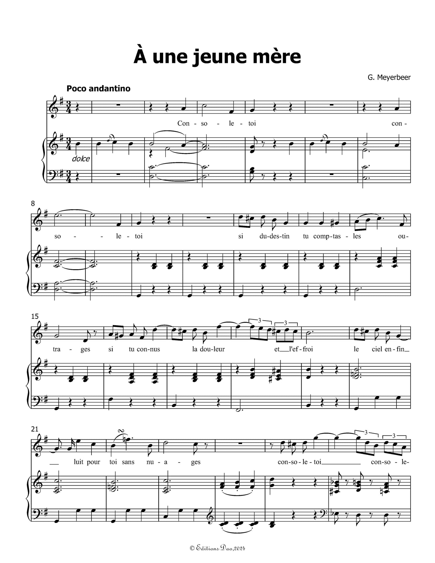 À une jeune mère, by Meyerbeer