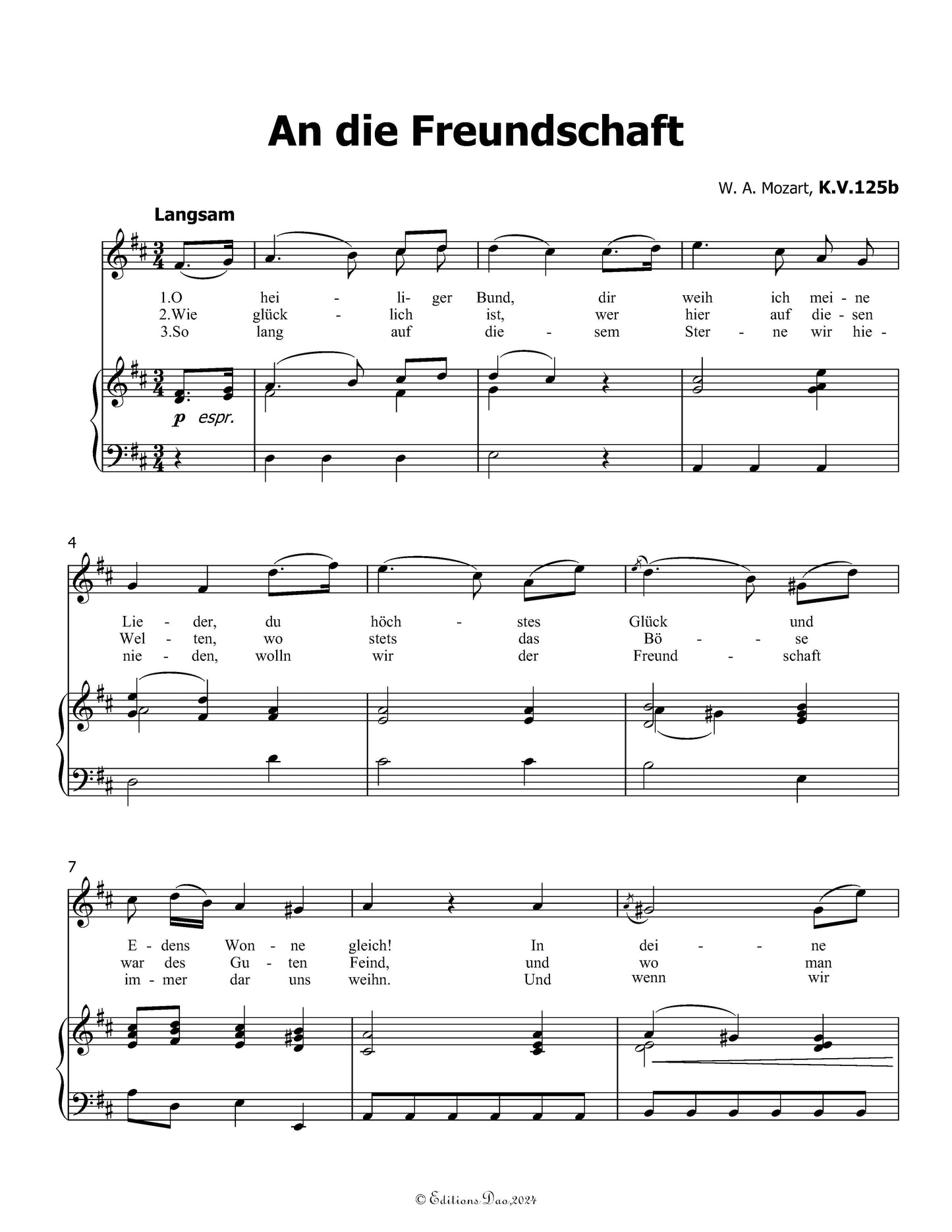 An die freundschaft, by W. A. Mozart