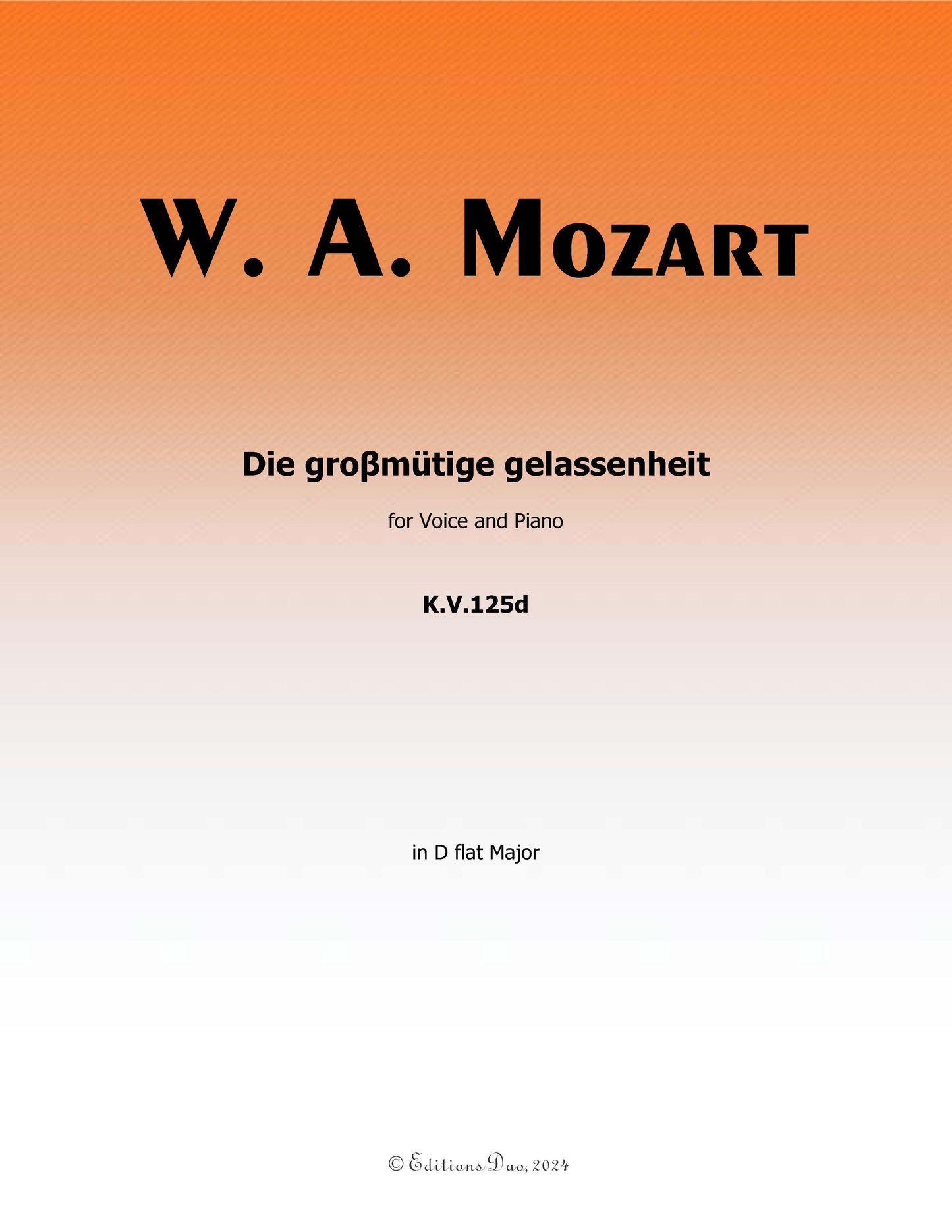 Die groβmutige gelassenheit, by W. A. Mozart