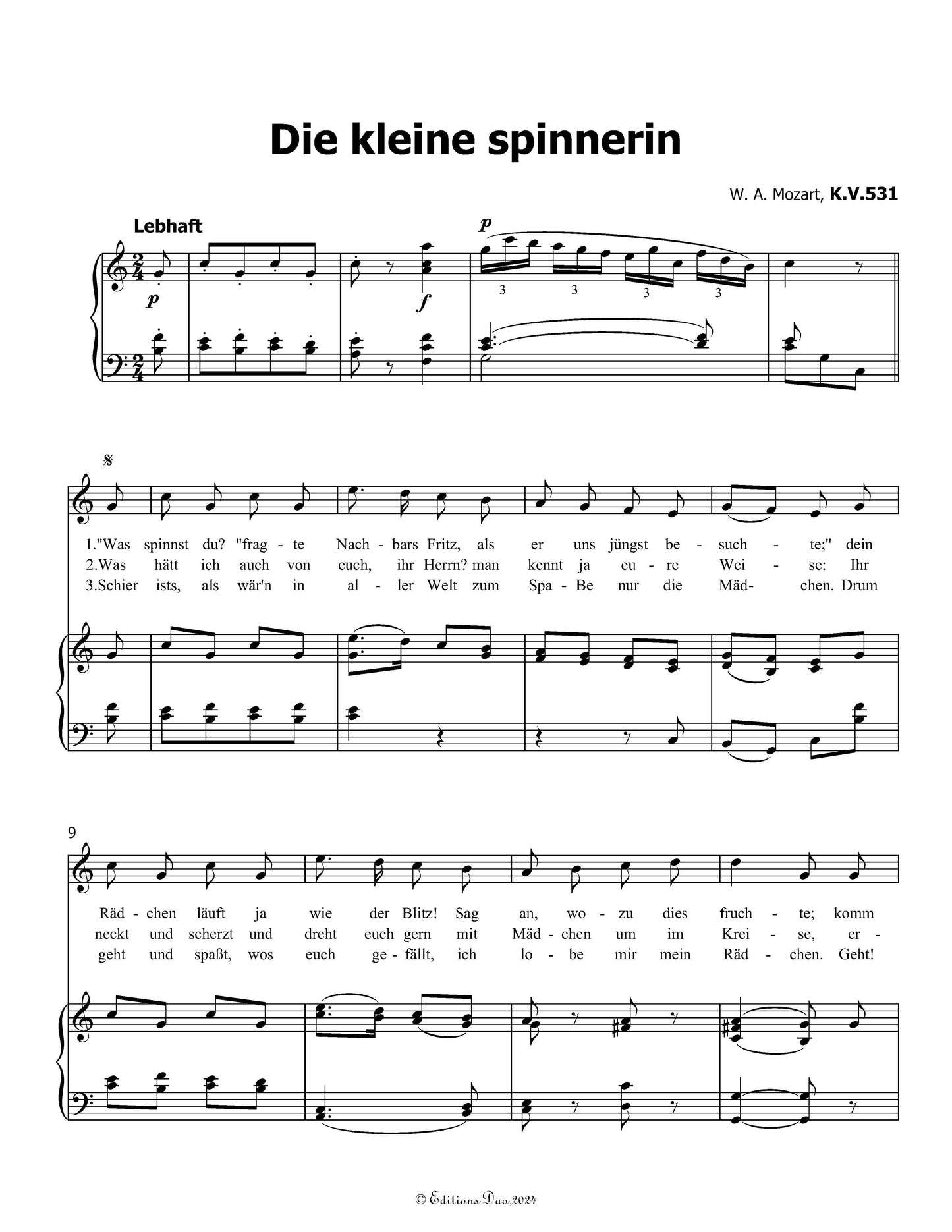 Die kleine spinnerin, by W. A. Mozart