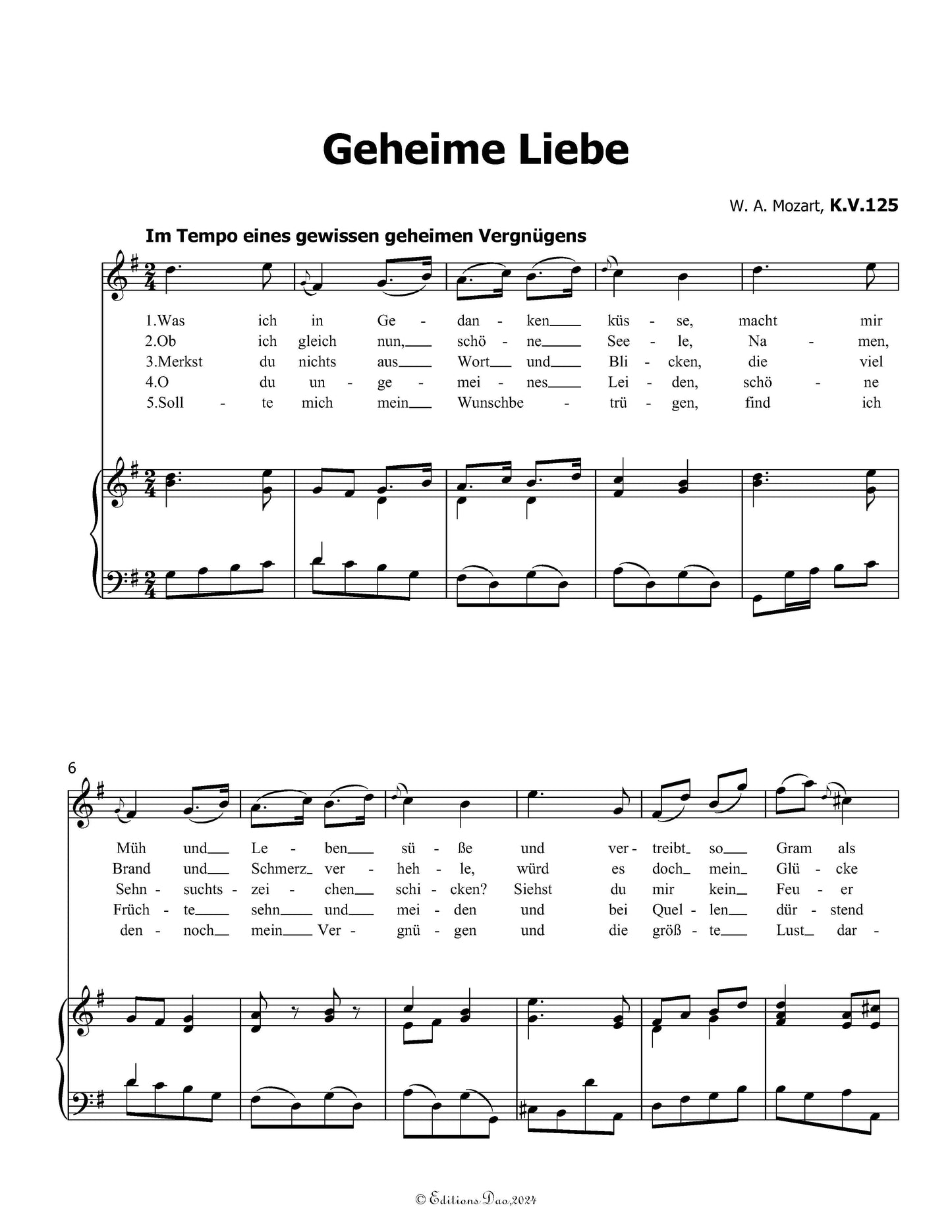 Geheime Liebe, by W. A. Mozart