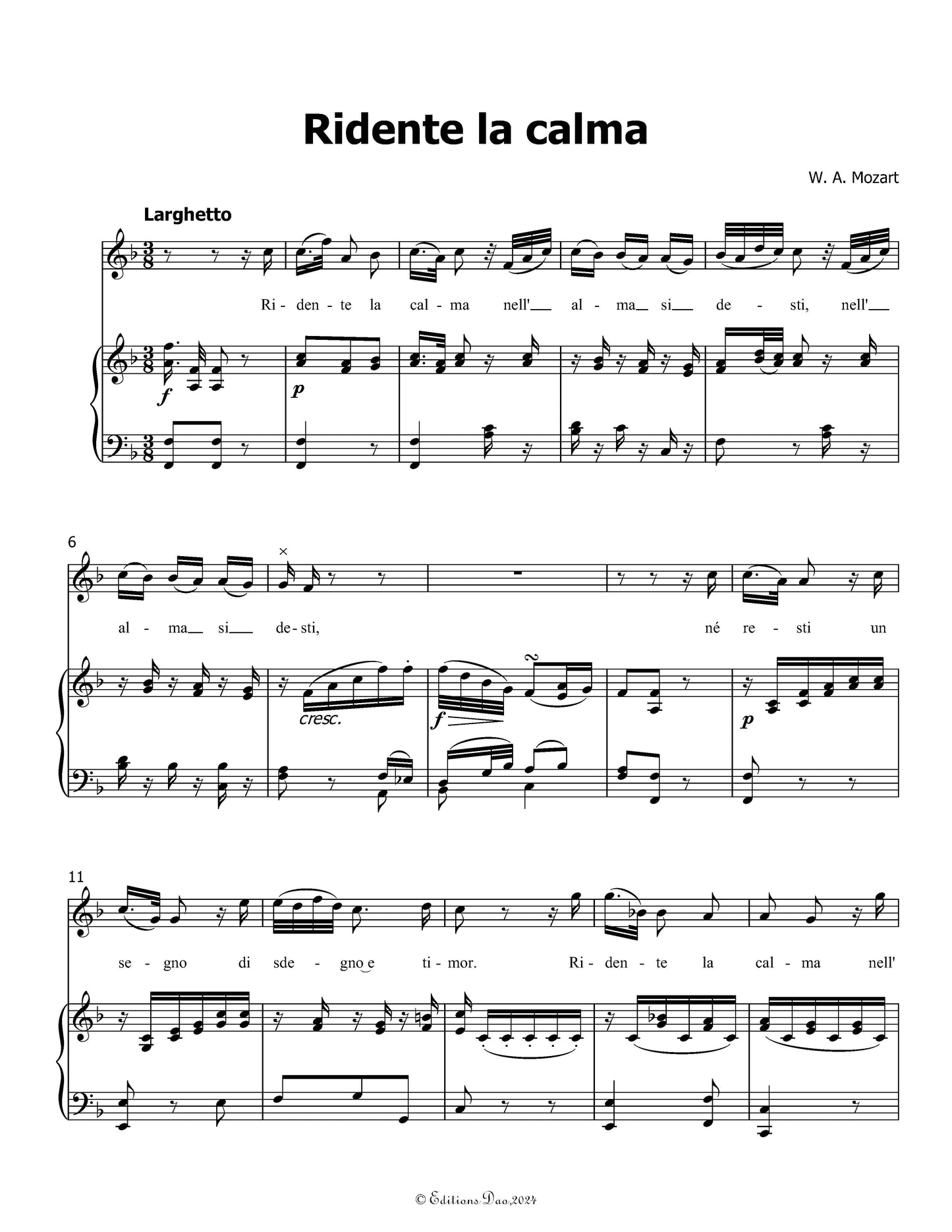 Ridente la calma,by W. A. Mozart
