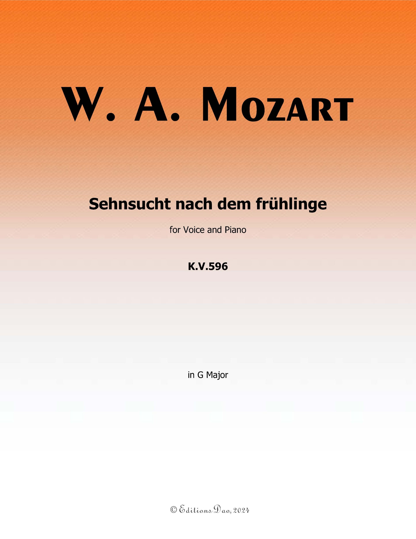Sehnsucht nach dem fruhlinge, by W. A. Mozart