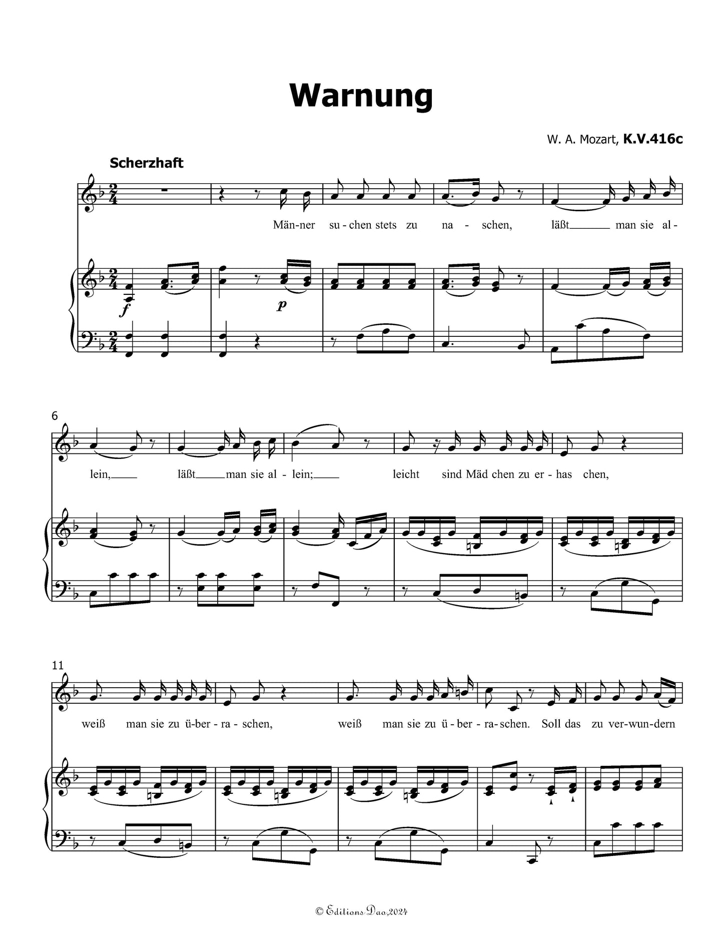 Warnung, by W. A. Mozart