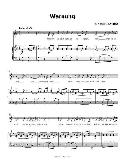 Warnung, by W. A. Mozart