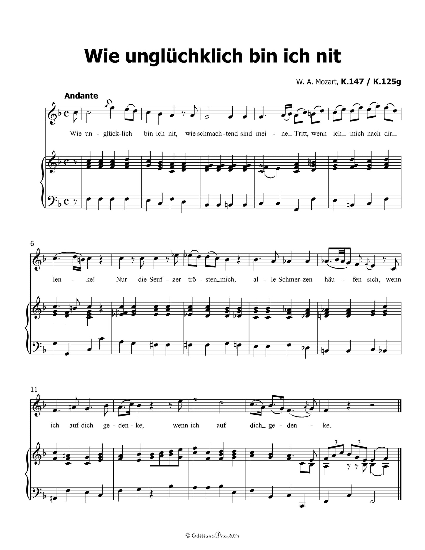 Wie ungluchklich bin ich nit, by W. A. Mozart