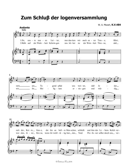 Zum Schluβ der logenversammlung, by W. A. Mozart