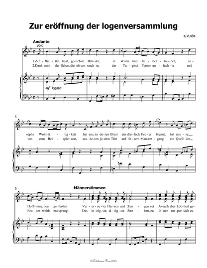 Zur eroffnung der logenversammlung, by W. A. Mozart