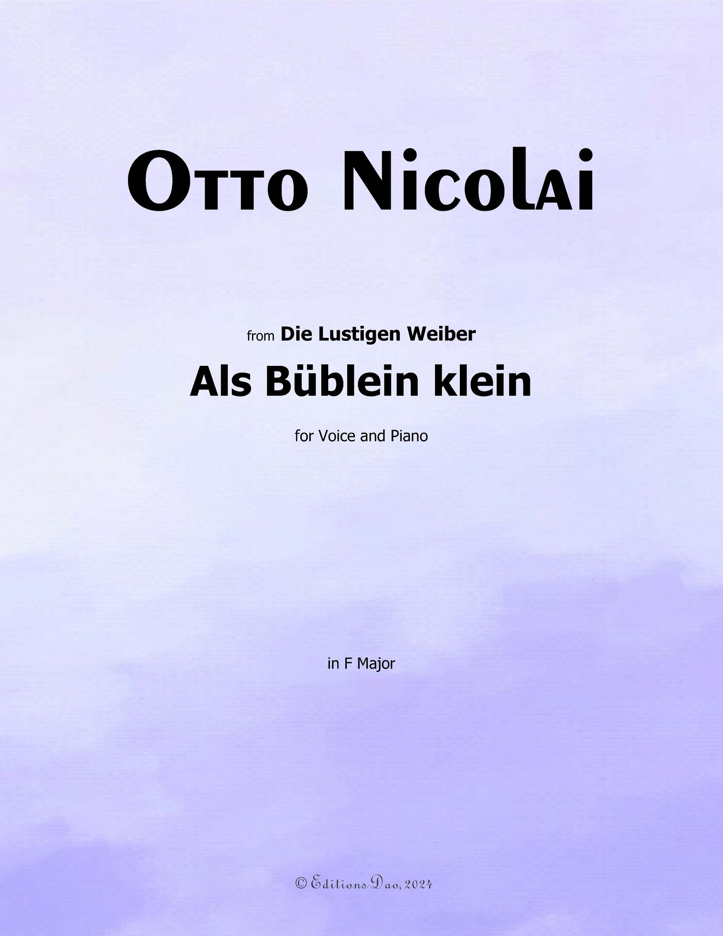 Als Bublein klein, by O. Nicolai