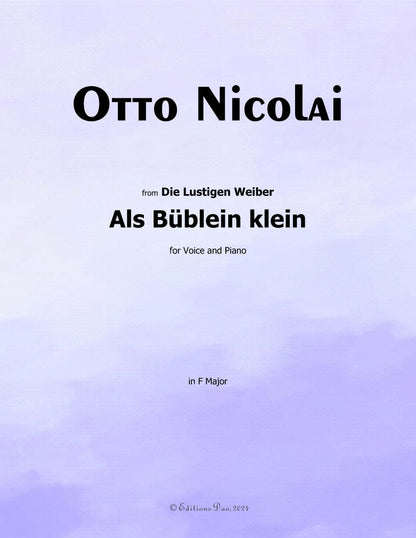 Als Bublein klein, by O. Nicolai