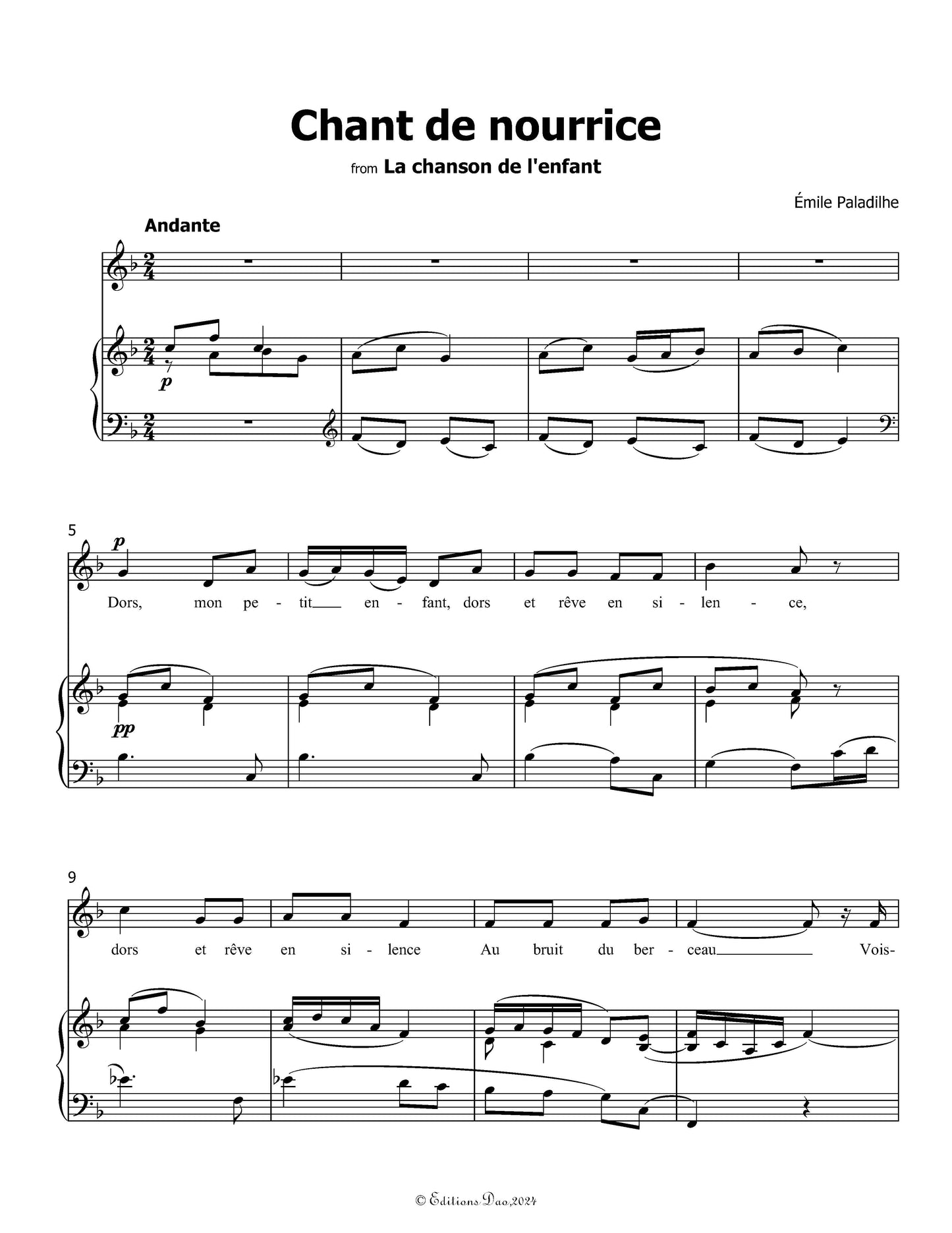Chant de nourrice, by Paladilhe