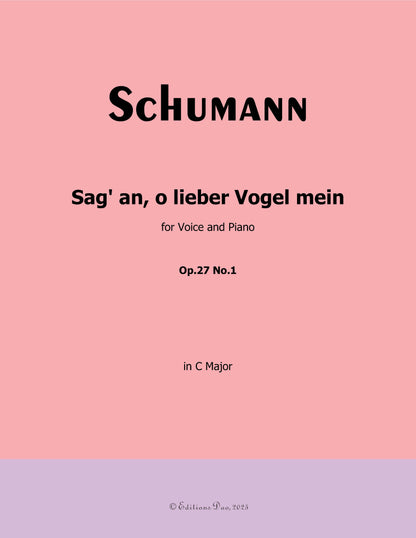 Sag an,o lieber Vogel mein, by R. Schumann