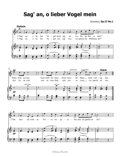 Sag an,o lieber Vogel mein, by R. Schumann