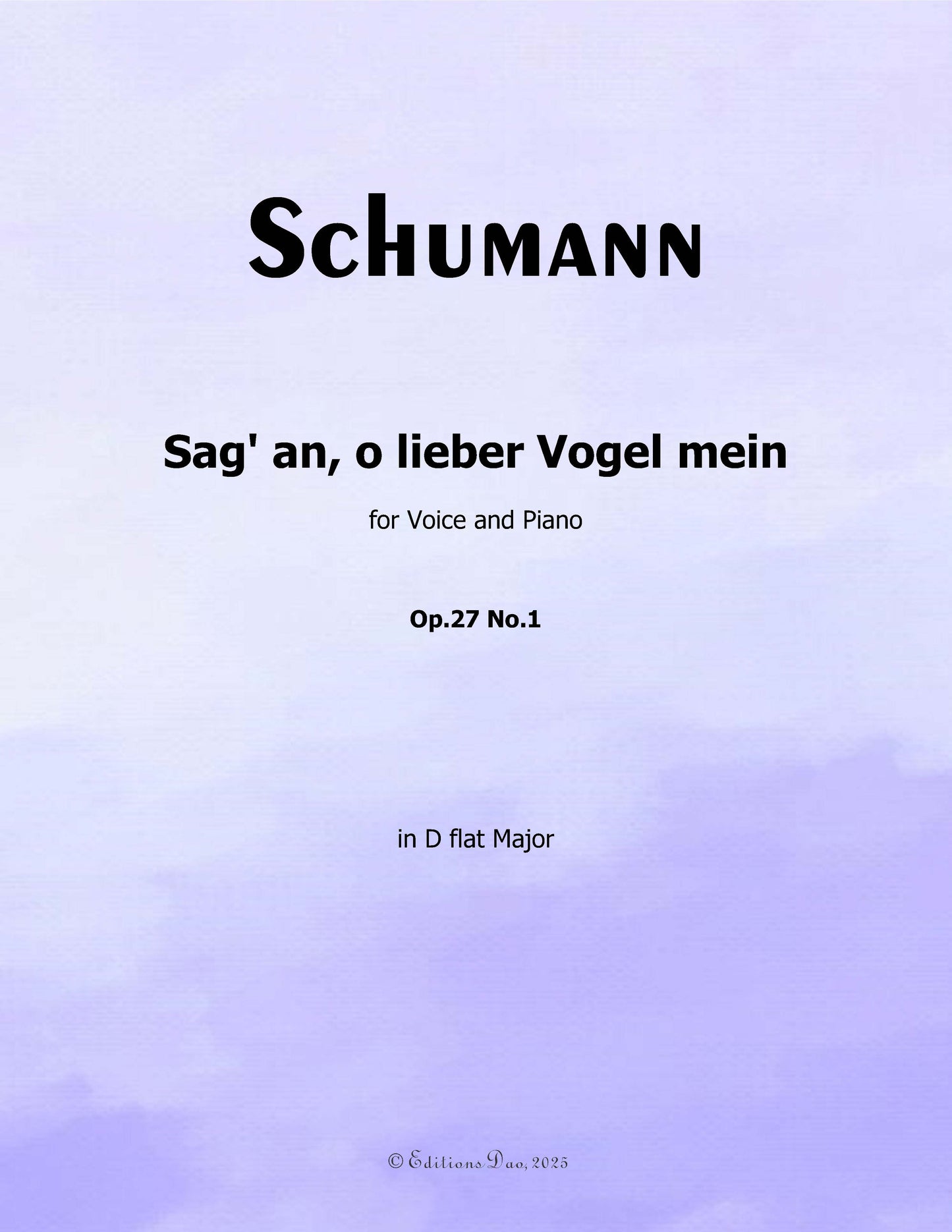 Sag an,o lieber Vogel mein, by R. Schumann