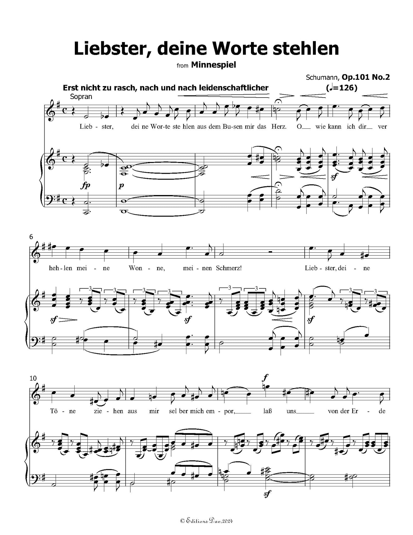 Liebster,deine Worte stehlen, by R. Schumann