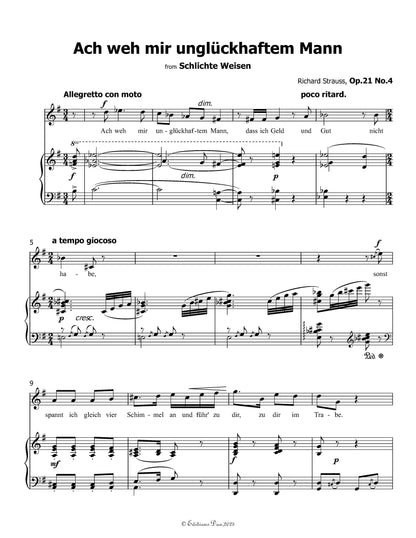 Ach weh mir unglückhaftem Mann, by Richard Strauss