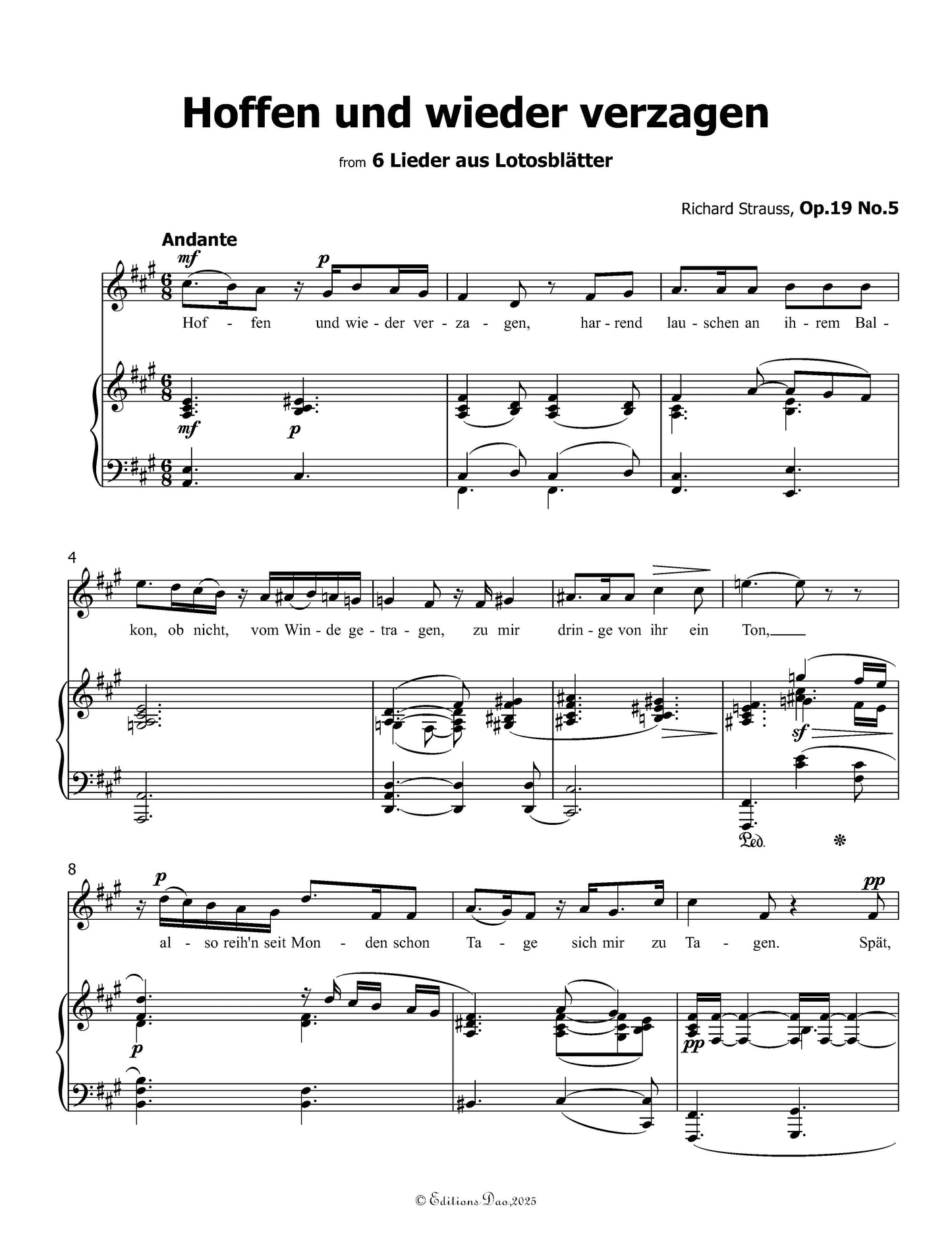 Hoffen und wieder verzagen, by Richard Strauss