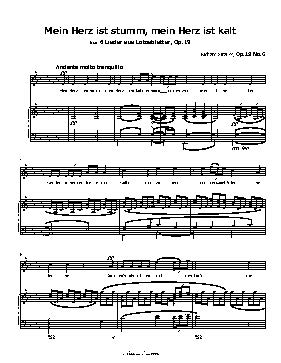 Mein Herz ist stumm,mein Herz ist kalt, by Richard Strauss