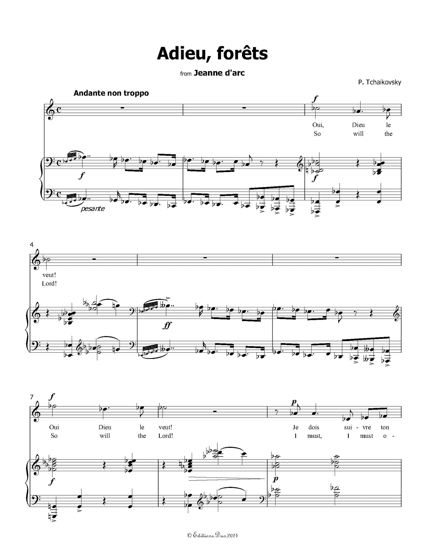 Adieu,forêts, by Tchaikovsky