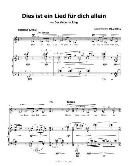 Dies ist ein Lied fur dich allein, by Webern