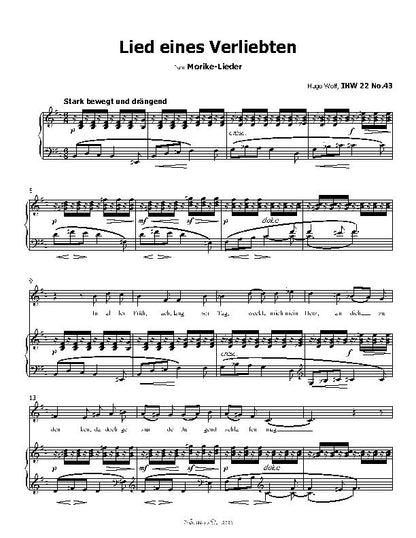 Lied eines Verliebten, by Hugo Wolf, IHW 22 No.43