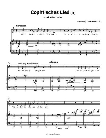 Cophtisches Lied II, by Hugo Wolf